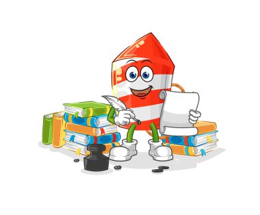 the fireworks rocket writer vector. cartoon characte