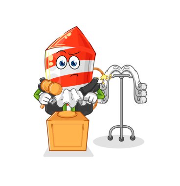 the fireworks rocket judge holds gavel. character vecto