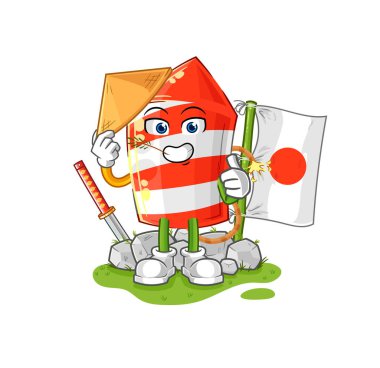 the fireworks rocket japanese vector. cartoon characte