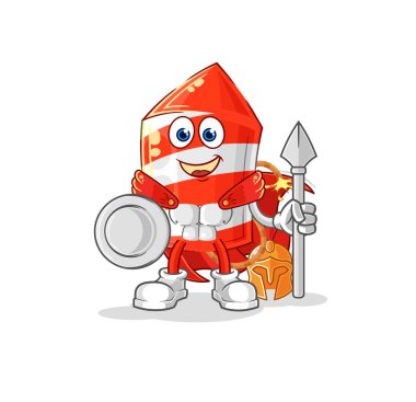 the fireworks rocket spartan character. cartoon mascot vecto