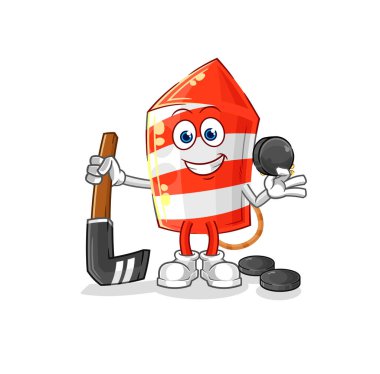 the fireworks rocket playing hockey vector. cartoon characte