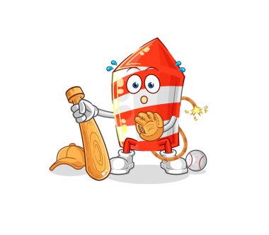 the fireworks rocket baseball Catcher cartoon. cartoon mascot vecto