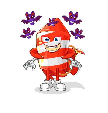 the fireworks rocket Dracula illustration. character vecto