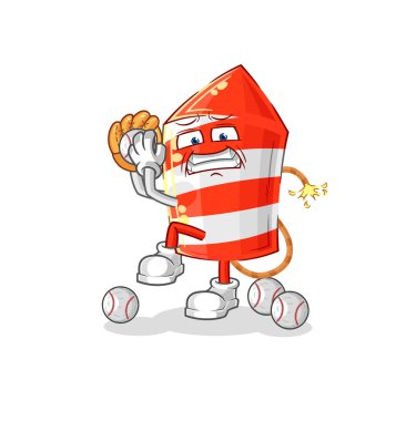 the fireworks rocket baseball pitcher cartoon. cartoon mascot vecto