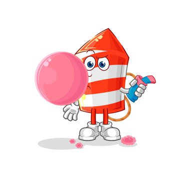the fireworks rocket chewing gum vector. cartoon characte