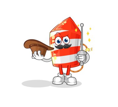 the fireworks rocket fencer character. cartoon mascot vecto