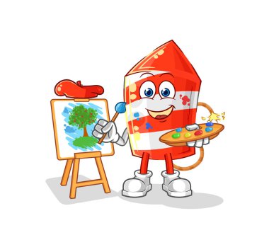 the fireworks rocket artist mascot. cartoon vecto