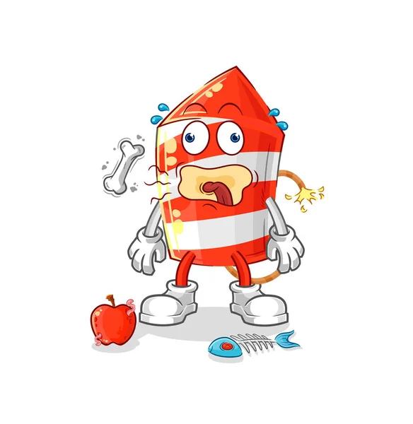Fireworks Rocket Burp Mascot Cartoon Vecto — Stok Vektör