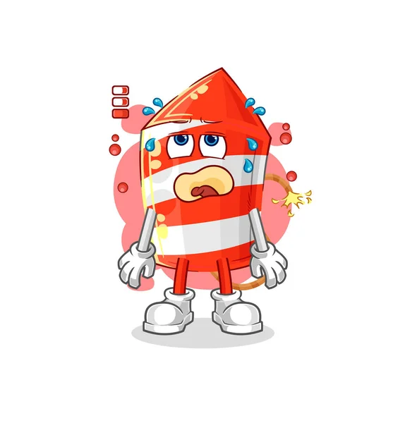 Fireworks Rocket Low Battery Mascot Cartoon Vecto — Stock Vector