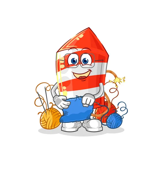 Fireworks Rocket Tailor Mascot Cartoon Vecto — Stockvector