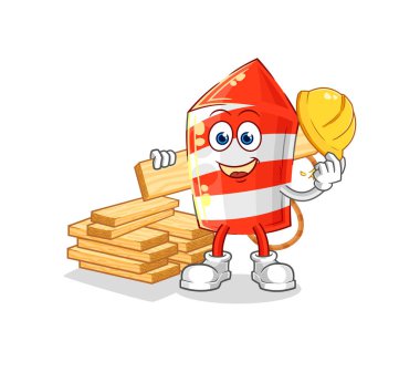the fireworks rocket builder vector. cartoon characte