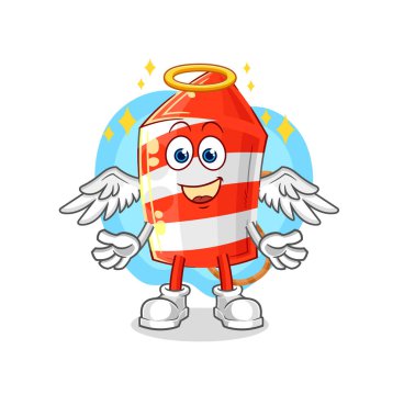 the fireworks rocket angel with wings vector. cartoon characte