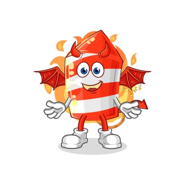 the fireworks rocket demon with wings character. cartoon mascot vecto