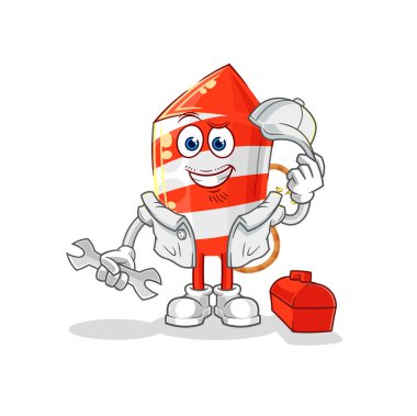 the fireworks rocket mechanic cartoon. cartoon mascot vecto