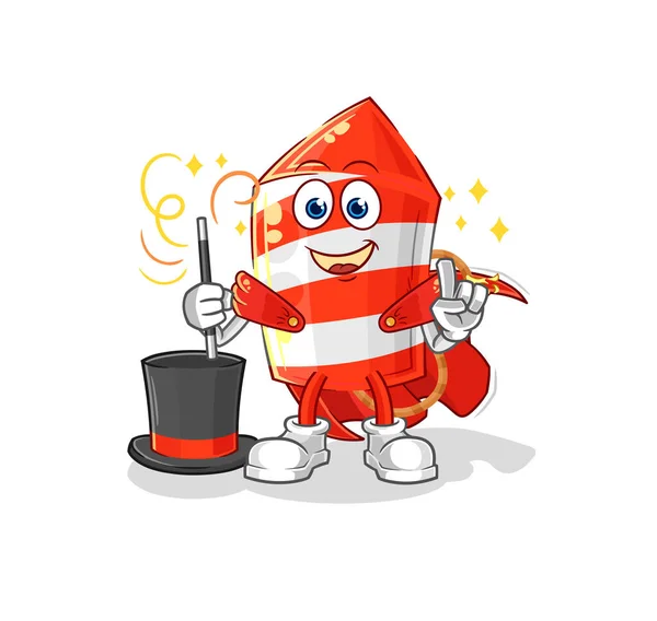 Fireworks Rocket Magician Illustration Character Vecto — Vetor de Stock