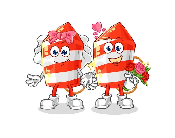 the fireworks rocket wedding cartoon. cartoon mascot vecto