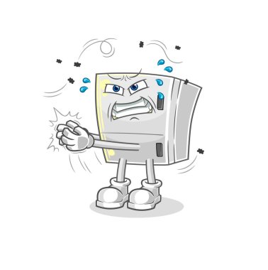the fridge swat fly character. cartoon mascot vecto