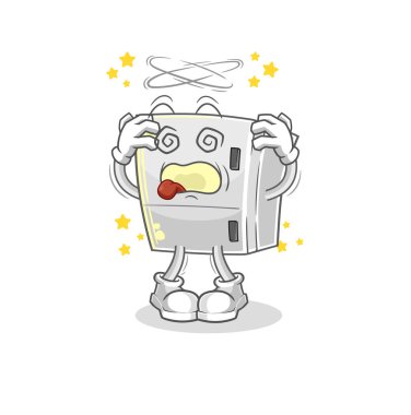 the fridge dizzy head mascot. cartoon vecto