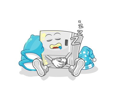 the fridge sleeping character. cartoon mascot vecto