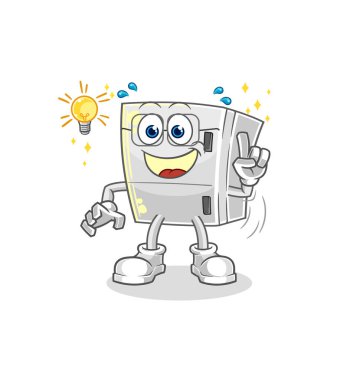 the fridge got an idea cartoon. mascot vecto
