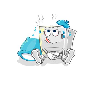 the fridge sick vector. cartoon characte
