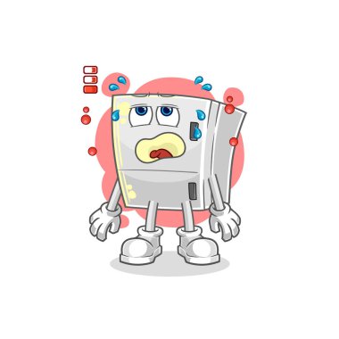 the fridge low battery mascot. cartoon vecto