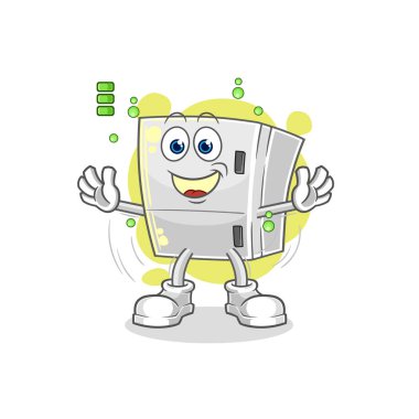 the fridge full battery character. cartoon mascot vecto