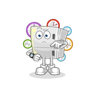 the fridge with wristwatch cartoon. cartoon mascot vecto