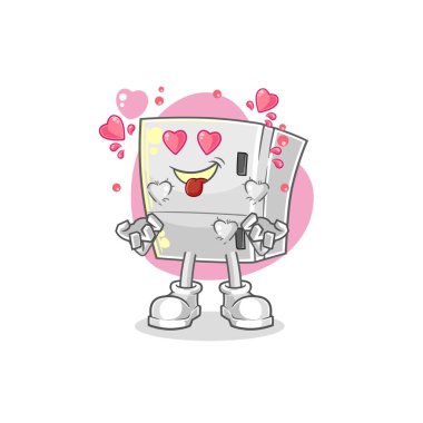 the fridge fallin love vector. cartoon characte