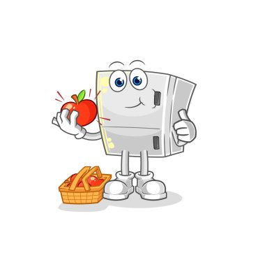 the fridge eating an apple illustration. character vecto