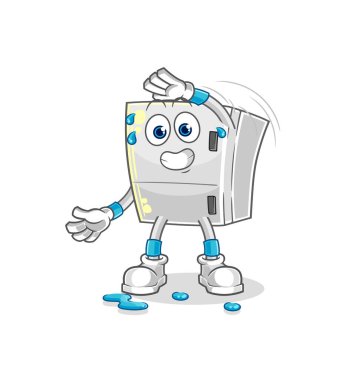 the fridge stretching character. cartoon mascot vecto