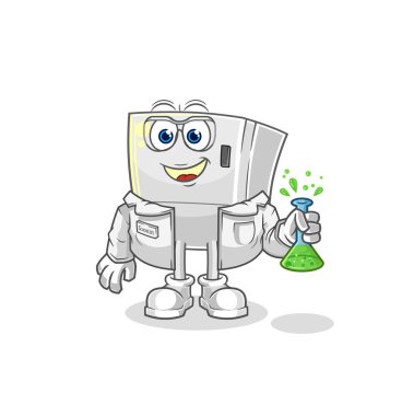 the fridge scientist character. cartoon mascot vecto
