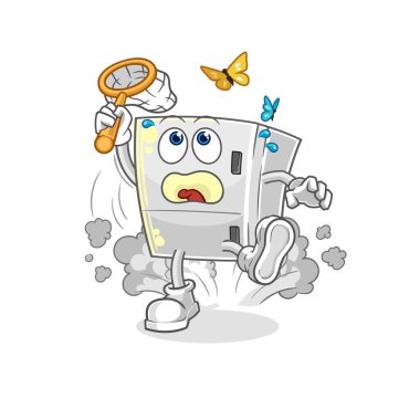 the fridge catch butterfly illustration. character vecto