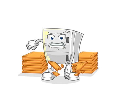 the fridge karate mascot. cartoon vecto