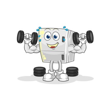 the fridge weight training illustration. character vecto
