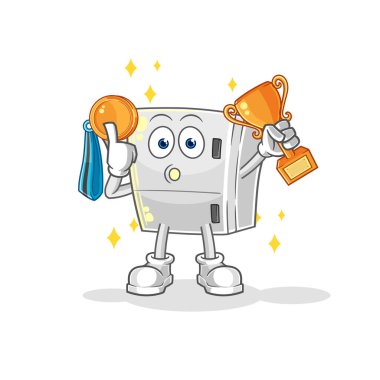 the fridge winner with trophie. cartoon characte