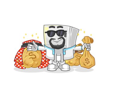 the fridge rich arabian mascot. cartoon vecto
