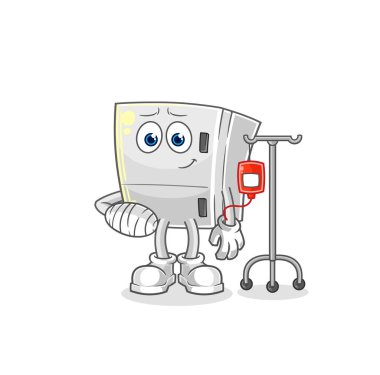 the fridge sick in IV illustration. character vecto
