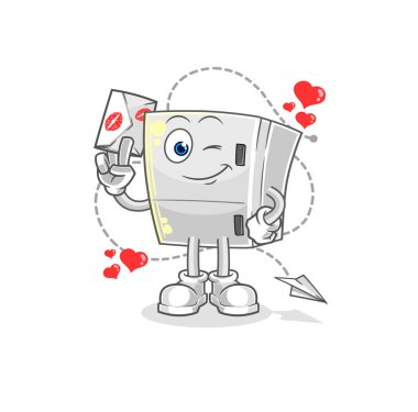 the fridge hold love letter illustration. character vecto