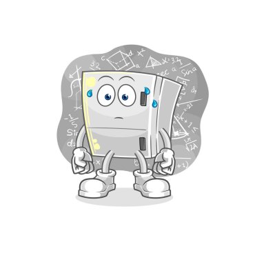 the fridge thinking hard vector. cartoon characte