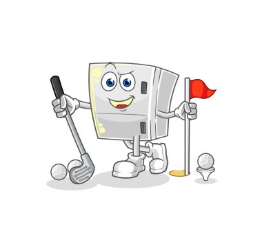 the fridge playing golf vector. cartoon characte
