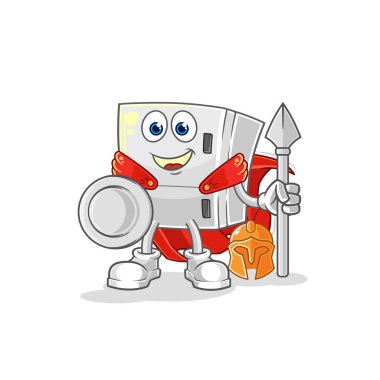 the fridge spartan character. cartoon mascot vecto