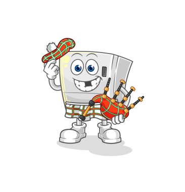 the fridge scottish with bagpipes vector. cartoon characte