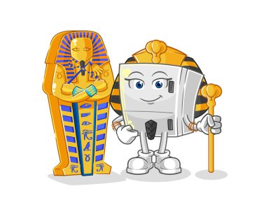 the fridge ancient egypt cartoon. cartoon mascot vecto