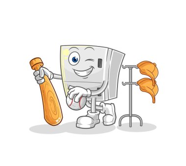 the fridge playing baseball mascot. cartoon vecto