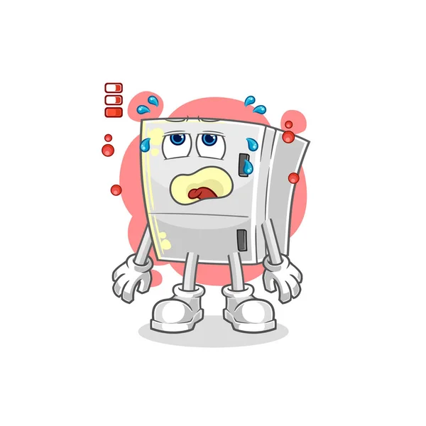 Fridge Low Battery Mascot Cartoon Vecto — 图库矢量图片