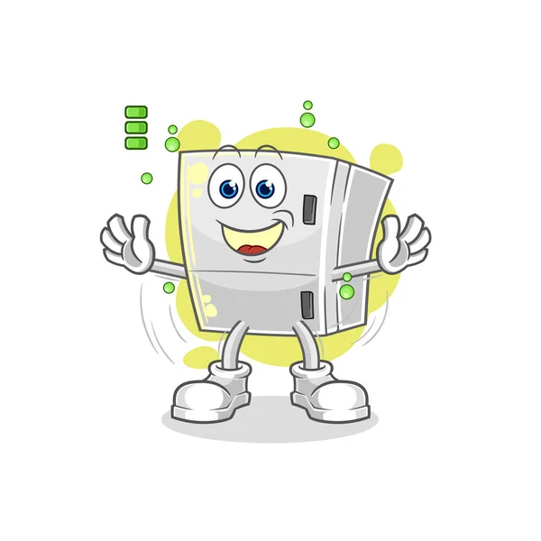 Fridge Full Battery Character Cartoon Mascot Vecto — Wektor stockowy