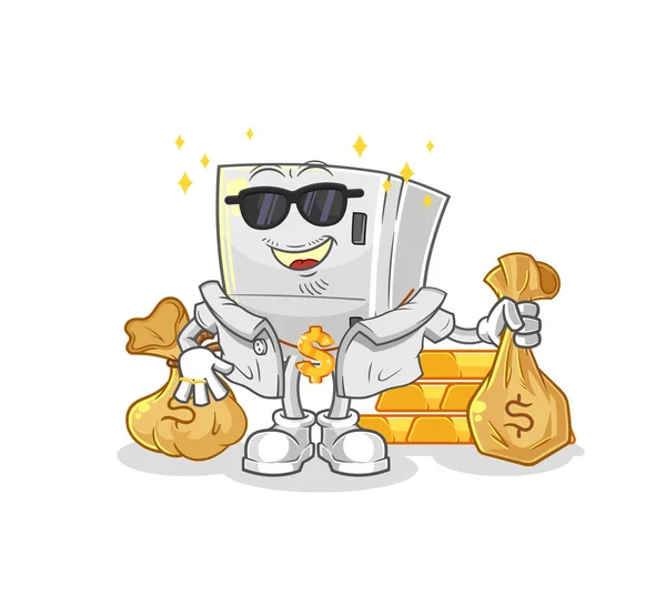 Fridge Rich Character Cartoon Mascot Vecto — Stock Vector