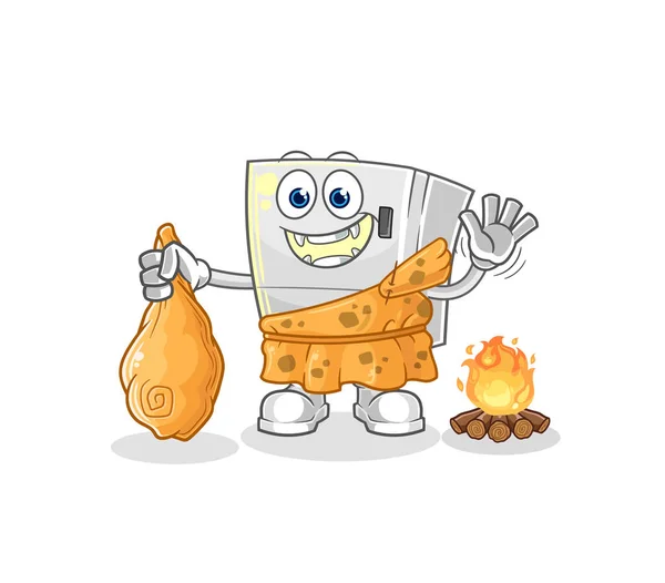 Fridge Ancient Cartoon Cartoon Mascot Vecto — Vettoriale Stock