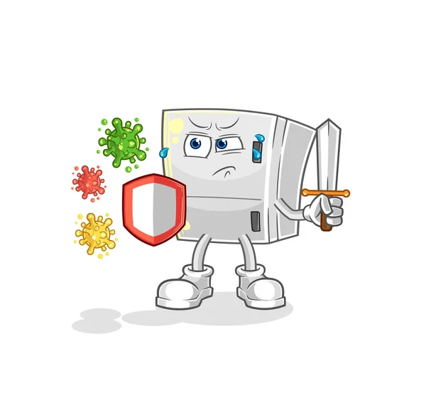 Fridge Viruses Cartoon Cartoon Mascot Vecto — Stockvektor